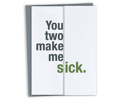 You Two Make Me Sick Funny Bridal Shower Card