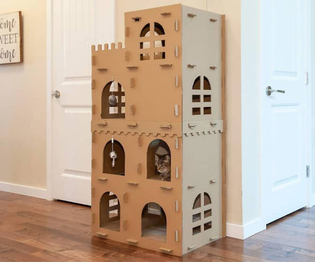 Cardboard Cat Castle Scratch Tower