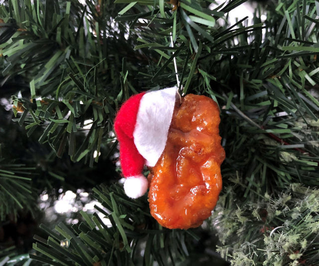 Real Chicken Nugget Santa Hat Ornament