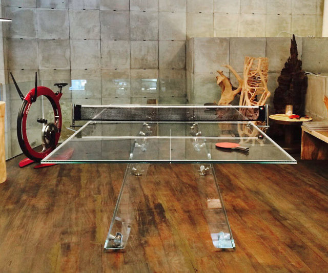 Crystal Glass Ping Pong Table