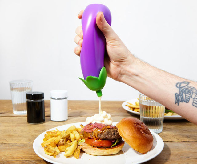 Eggplant Sauce Dispenser Bottle