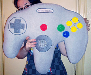 Giant N64 Controller Pillow