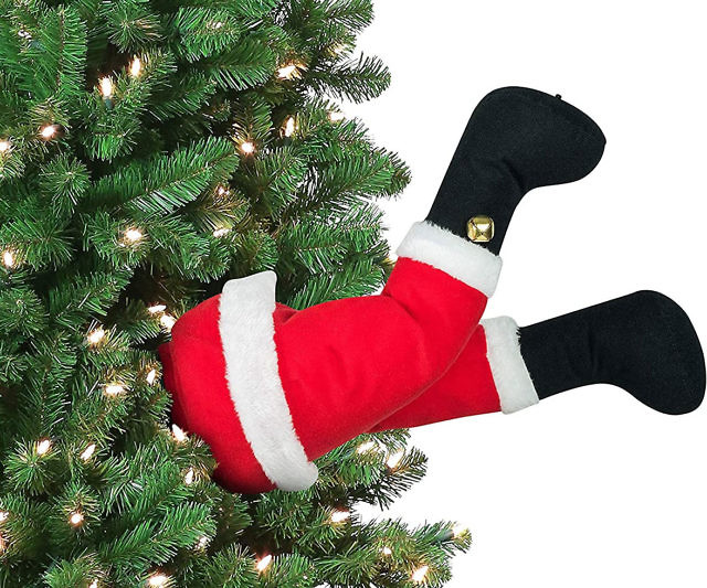 Kicking Santa Legs Tree Decoration
