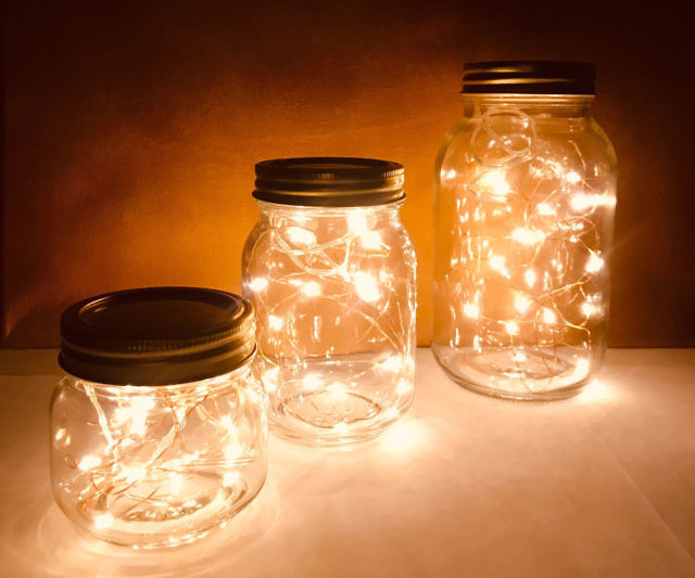 Glass jar deals with lights inside