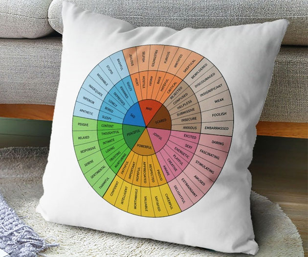 Mental Health Feelings Wheel Pillow