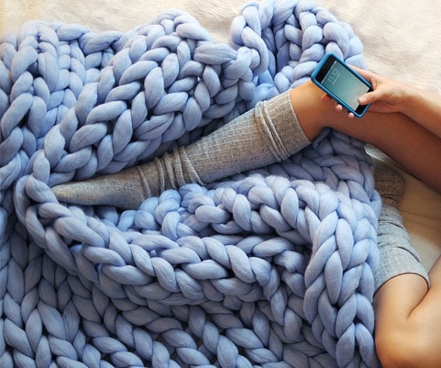 Super Chunky Hand Knit Blanket