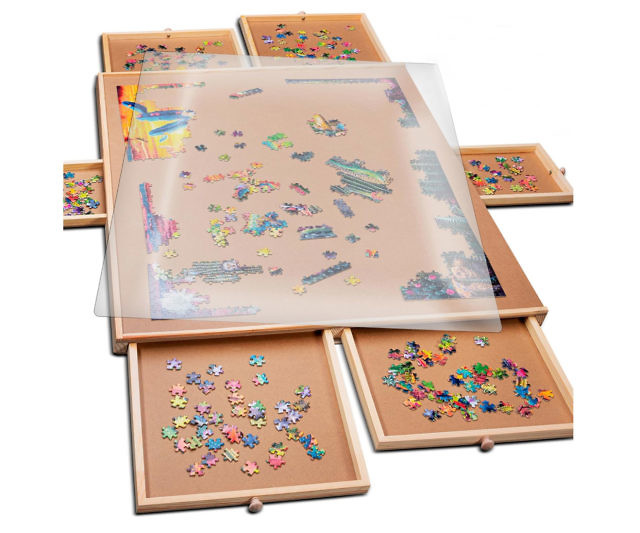 Rotating Wooden Jigsaw Puzzle Table