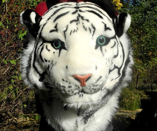 white tiger head backpack