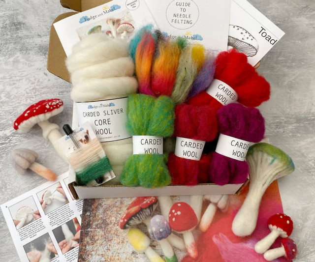 Toadstool Mushrooms Needle Felting Kit