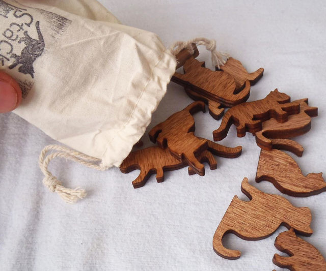 Wooden Cats Stacking Game