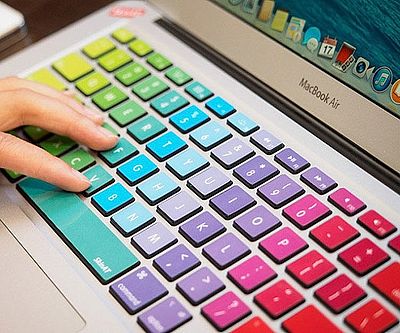 apple laptop colorful keyboard